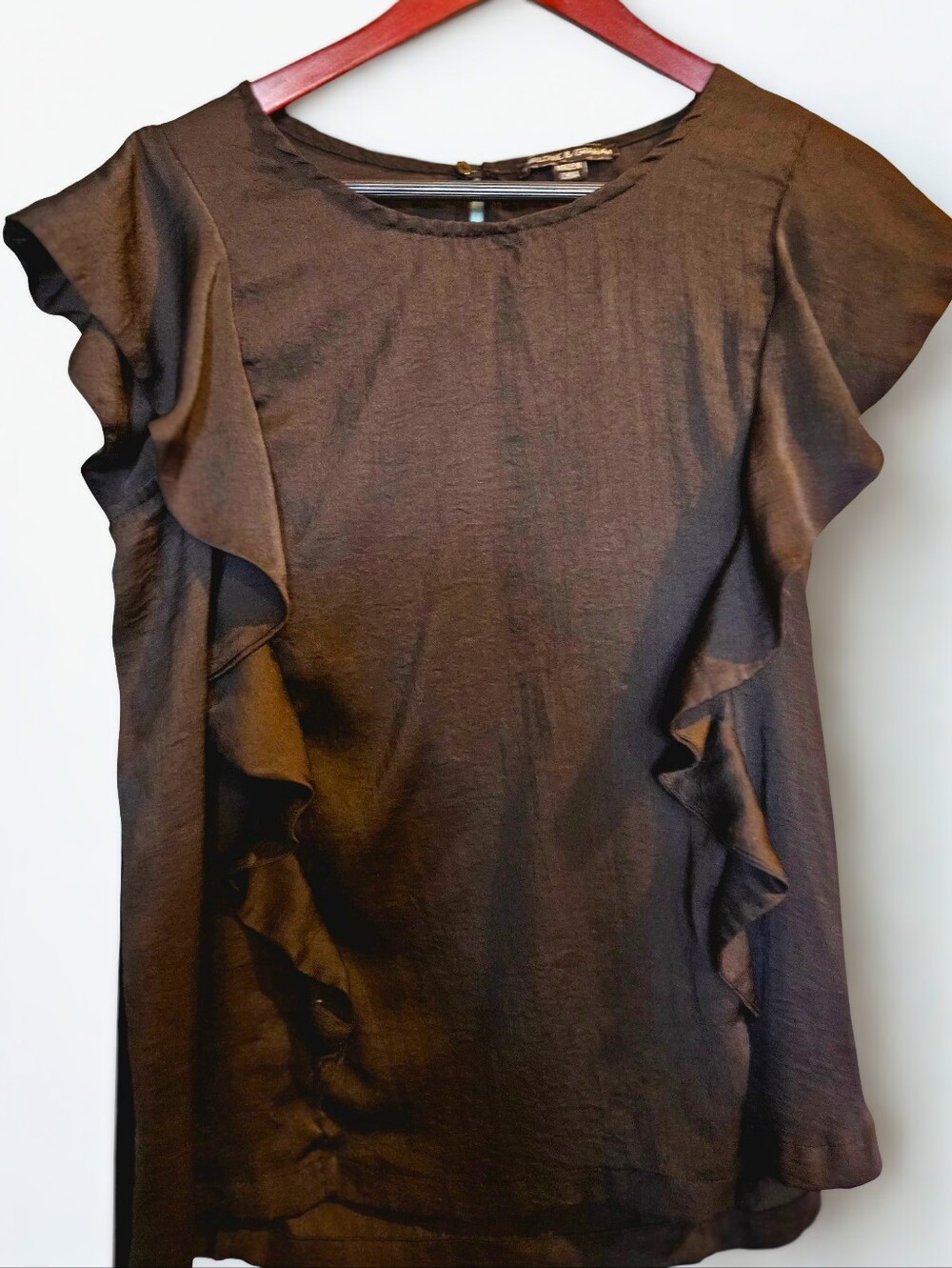Harlowe & Graham Black Ruffle-Trim Blouse